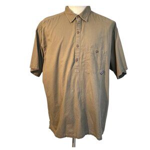 Patagonia Men Organic Cotton Short Sleeve Henley Shirt Size Large Button-Up Pol0
